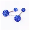 Navel Bell -knop Rings roestvrijstalen kristallen balk buikring sexy piercing sieraden vrouwen body drop levering dhjjl