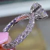 Anneaux de mariage à la mode cristal conception de fiançailles pour les femmes breloques princesse anneau rond mariée femme bijoux