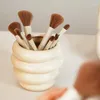 Förvaringsflaskor Creative Honey Pot Shape Jars Nordic Stationery Pen Barrel Makeup Borste Torkad Flower Matte Ceramic Vase Ornaments