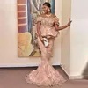 Party Dresses Aso Ebi Arabia Lace Mermaid Prom Off the Shoulder Ruffles Short Sleeve aftonklänningar Peplum Sweep Train Dress