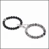 Bedelarmbanden magnetisch paar armband voor vrouwen mannen houden van kralen bijpassende natuurlijke vulkanische steen armband Q407fz drop levering juwelen dhsoy