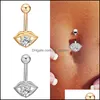 Ombelico Bell Button Rings 1Pc Piercing in acciaio inossidabile Gioielli per il corpo Moda Zircone a forma di labbra Anello di pancia Bar Orecchini di cristallo sexy C Dhmyb