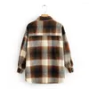 Women's Jackets HOM Autumn Women's Fashion Star's Style Jacket 0779890 With Thick Herringbone Chequered Long Sleeve Straight Cylinde