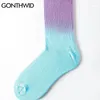 Chaussettes pour hommes Couleur Hip Hop Multi Gradient Tie Dye Streetwear Mode Casual Coton Harajuku Hommes Femmes Skateboard