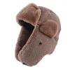Berets Winter Men's Hat с ушными изделиями Fashion 2023 Осенний теплый Ushanka Bomber Hats Men Men Fauxe Fur