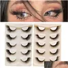 False Eyelashes 5Pairs Faux Handmade 3D Winged Natural Long Lashes Soft Cat Eye Fake Eyelash For Makeup Tool Lash Extensionfalse Dro Dhysn