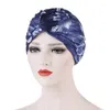 Etniska kl￤der Dubbelskiktade tyg Twisted Turban Cap Women's Headwrap Muslim Bonnet Beanie African Printed Hat Islamic Headwear