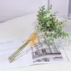 Fleurs décoratives 5pcs vert rétro feuilles artificielles branche soies feuille d'eucalyptus pour les plantes de mariage à la maison Faux tissu décor de salle CANQ889