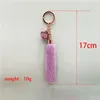 Keychains Creative Tassel Plush Keychain Candy Color Cute Car Holder Pendant Key Chain Trinket Gift for Women Girl Keyring Accessories