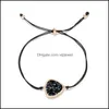 Arts And Crafts Fashion 6Colors Resin Druzy Bracelet Triangle Irregar Imitate Natural Stone Adjust Dstring Drusy Bangle For Women Dr Dhs4S