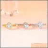 Bandringar Fashion Crystal Wedding Ring Set för kvinnor smyckengagemang Band Girl Gift Rinestone Zircon Q483Fz Drop Delivery Dh6GJ