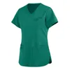 Magliette da donna Camicia da donna Manica lunga Maglietta da donna corta con scollo a V Tasca per operatori sanitari Top