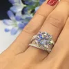 Cluster Rings 2 3 Solid 18K Au750 White Gold Ring DVVS1 Moissanite Diamonds Round Love Wedding Party Engagement Anniversary