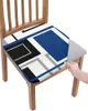 Крышка стула Abstract Geometry Squares Modern Art Blue Elastic Cover Seat для скользящих.