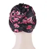 Etniska kl￤der Dubbelskiktade tyg Twisted Turban Cap Women's Headwrap Muslim Bonnet Beanie African Printed Hat Islamic Headwear