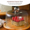 Bakningsverktyg Cake Dome Cover Stand WithDisplay Dessert PlatePlatter Lock Wood Server Cupcake Cloche Wood Serving Tray Cheese Holder Clear