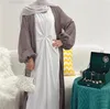 Etniska kläder Satin Open Abaya Kimono Ramadan Eid Abayas för kvinnor Dubai 2023 Muslim Fashion Hijab Dress Islam Modest Outfits Kaftan Robe