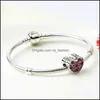 Plata Se adapta a Pandora Pulseras 20 Unids Corazón Púrpura Azul Rojo Cristal Sier Charms Pulsera Cuentas Para Fabricación de Joyas 289C3 Entrega Directa Dhsdi