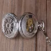 Pocket horloges White Wheel Sketelon Mechanical Watch Men Antique Fob Chain for Women