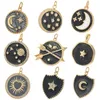 Charms Black Universe Enamel Moon Star Sun For Jewelry Making Diy Necklace Earring Bracelet Make Accessories CZ Gothic PunkCharms