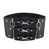 Belts Ms Waist Metal Buckles Zipper Closure Wide Faux Leather Women Belt Lady Punk Good Elasticity Push Up Cincher