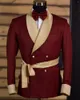 Men's Suits Red Men Suit Tailor-Made One Piece Blazer Jacaket Tuxedo Double Breasted Gentle Wedding Groom Business Causal Prom Tailored