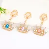 Keychains easya Crystal Crown Keychain Women's Luxury Charm Jewelry Bag Ornament Vintage Wedding Bride Gifts for Bridesmaid Guest