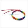 Charm Armband Rainbow LGBT Pride Armband Handgjorda flätad vänskapssträng för Gay Lesbian LGBTQ Armbandsmycken Drop Delivery OTC7V