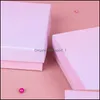 Boîtes de bijoux Gradient Pink Paper Box Collier Collier Bagure Classe d'oreille Handmde Kraft Cadeaux de mariage Accessoires d'emballage Drop de OT3MG