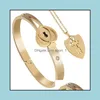 Bracciale Collana Moda Coppia Amanti Set di gioielli Amore Cuore Serratura Braccialetti in acciaio inossidabile Ciondolo chiave Regalo Set di consegna a goccia Otlbu