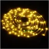 ソーラーストリートライト7m 12m 50/100LEDS LED STRING LIGHTS OUTDOOR ROPEチューブガーデンフェンス用の妖精のパワーフェアリーランドスケープドロップ配信OT9PS