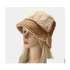 Geizige Krempe Hüte Casual Stitching Kontrastfarbe Kunstpelz Winter für Frauen Warme Eimer Hut Männer Fisherman Caps Drop Lieferung Mode Otbc9