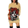 Kvinnors hoodies 2023 Fashion Hoodie Dress Women's Halloween Skull Print Sweatshirt Långärmad huvträning Packover Pumpkin