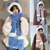 Bérets à capuche écharpe chapeau d'hiver gants ensemble pour femmes ours oreille pouce Style cyclisme sac de transport mignon en peluche