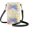 Evening Bags FORUDESIGNS Gold Butterfly Print Design Women's Flip Phone Bag Street Fashion Wallets Card Pack Ladies Satchel 2023