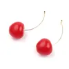 Baumelnde Ohrringe aus Kunstharz, niedlich, romantisch, rund, für Damen, rote Kirschfrucht, Bohemian-Stil, für Tropfen, Kronleuchter