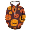 Heren Hoodies herfststijl Men Women Long Sweatshirt Hoodie Oranje en Black Halloween Wind Grim Funny Pumpkin Pattern Fashion