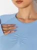 القمصان النسائية T up Women T-Shirt طاقة سلسة اليوغا طويلة الأكمام قمم المحاصيل للياقة البدنية الجري