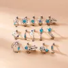 Boucles d'oreilles étalon 1 acier en acier inoxydable Piercing Bleu Zircon Shell Fleur pour femmes 2023 Bijoux de tendance