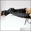 Fingerless Gloves Women Gothic Long Glove Black Punk Hip Pop Jazz Disco Mittens Clubwear Dance Cosplay Party Costumes Fashion 1 Pair Otbh3