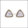 Stud Women Triangle Druzy Earrings For Girls Resin Stone Gold Earring Female Fashion Jewelry Gift In Bk Drop Delivery Otrml