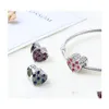 Silver Fits Pandora Bracelets 20pcs cora￧￣o azul roxo vermelho cristal sier sigil