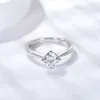 Solitaire Silver Sterling VVS Moissanite Wedding Engagement 0.5ct Moissanite White Rings