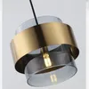Pendant Lamps Modern Gold Cylindrical LED Lights Luxury Glass Restaurant Bar Hanging Lamp Indoor Bedroom Bedside Lighting