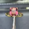 Klusterringar turmalinring fina smycken solid 18k guld natur orangy rosa ädelstenar 2.65ct diamanter för kvinnor närvarande