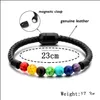 Arts et artisanat de la mode en cuir lave chakra perles de pierre de pierre essentielle braceletbraceletbracelet bracelets en acier inoxydable bracelets fo dhmkx