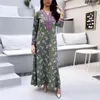 Ethnic Clothing Mellanöstern Muslim Ramadan Print Floral Spring and Summer Abaya Fashion Retro Robe Women Islamic Caftan Arab Marockan