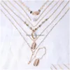 Anhänger Halsketten Modeschmuck Vintage Mtilayer Halskette Faux Pearl Shell Perlen Choker Drop Lieferung Anhänger Dh4Rj