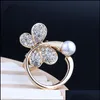 Pins Brooches Lovely Pearls Scarf Buckle Brooch Crystal For Women Accessories Golden Sier Color Cape Button Broches Fashion Jewelry Otrig