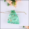 Jewelry Pouches Bags Printing Roses Heart Shape Pouches Christmas Organza Sack Dstring Charm Daily Packaging Various Sizes Drop Del Otwsl